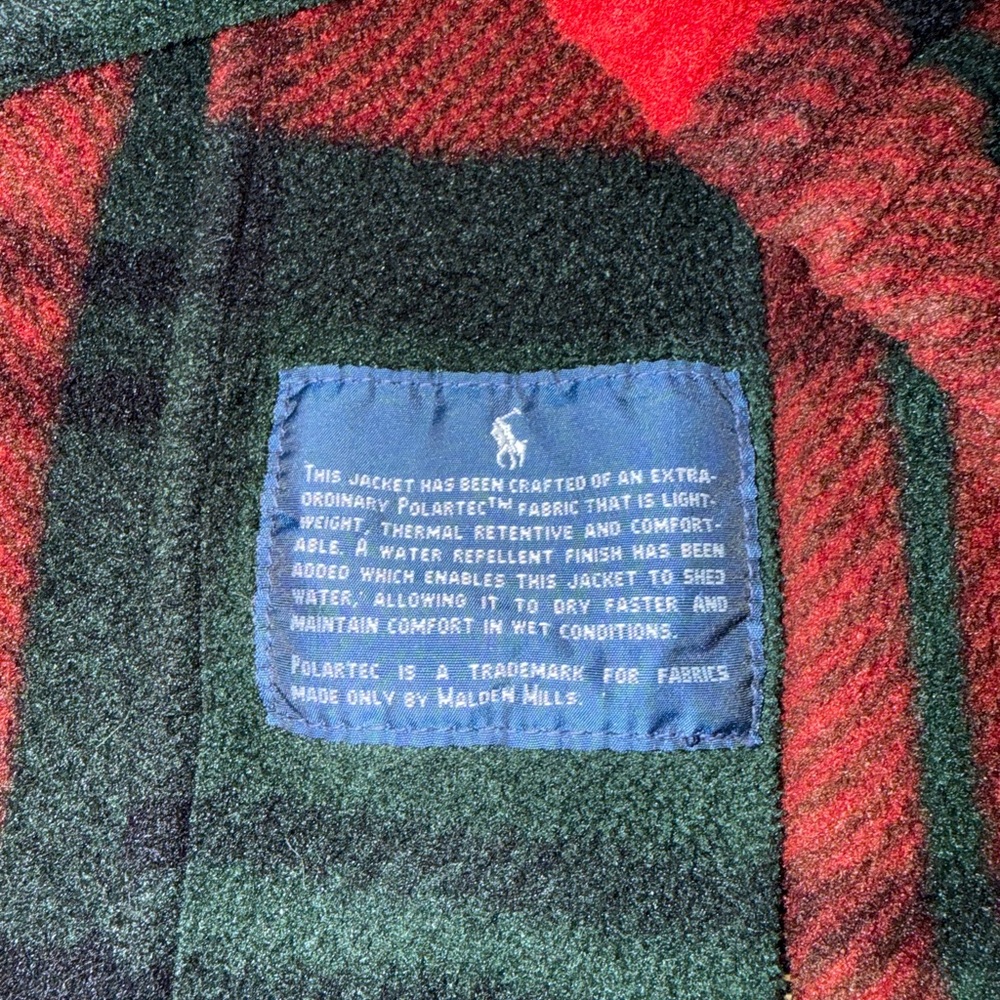 Vintage Polo Ralph Lauren Polartec Fleece Jacket Red Green Holiday Colorway - Picture 5 of 5